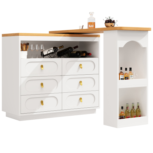 360° Rotating Bar Table with Storage — White
