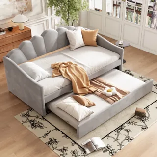 Upholstered Bed, Single Bed, Bottom With Trundle Bed