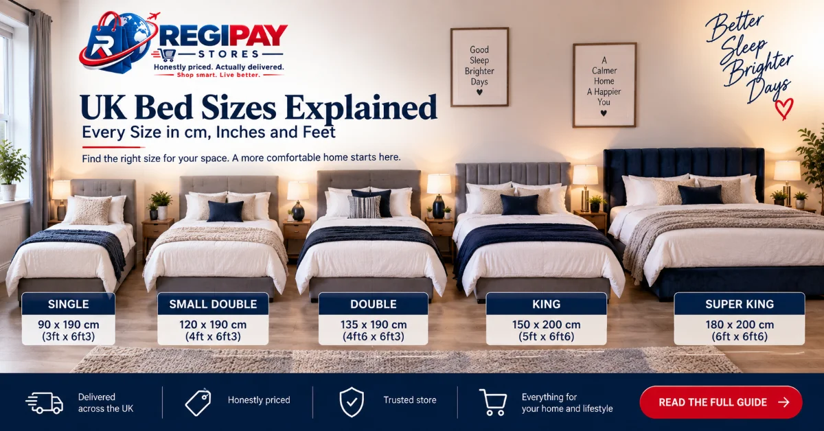 Tape measure stretched across a bare double mattress on a bed frame in a small bedroom